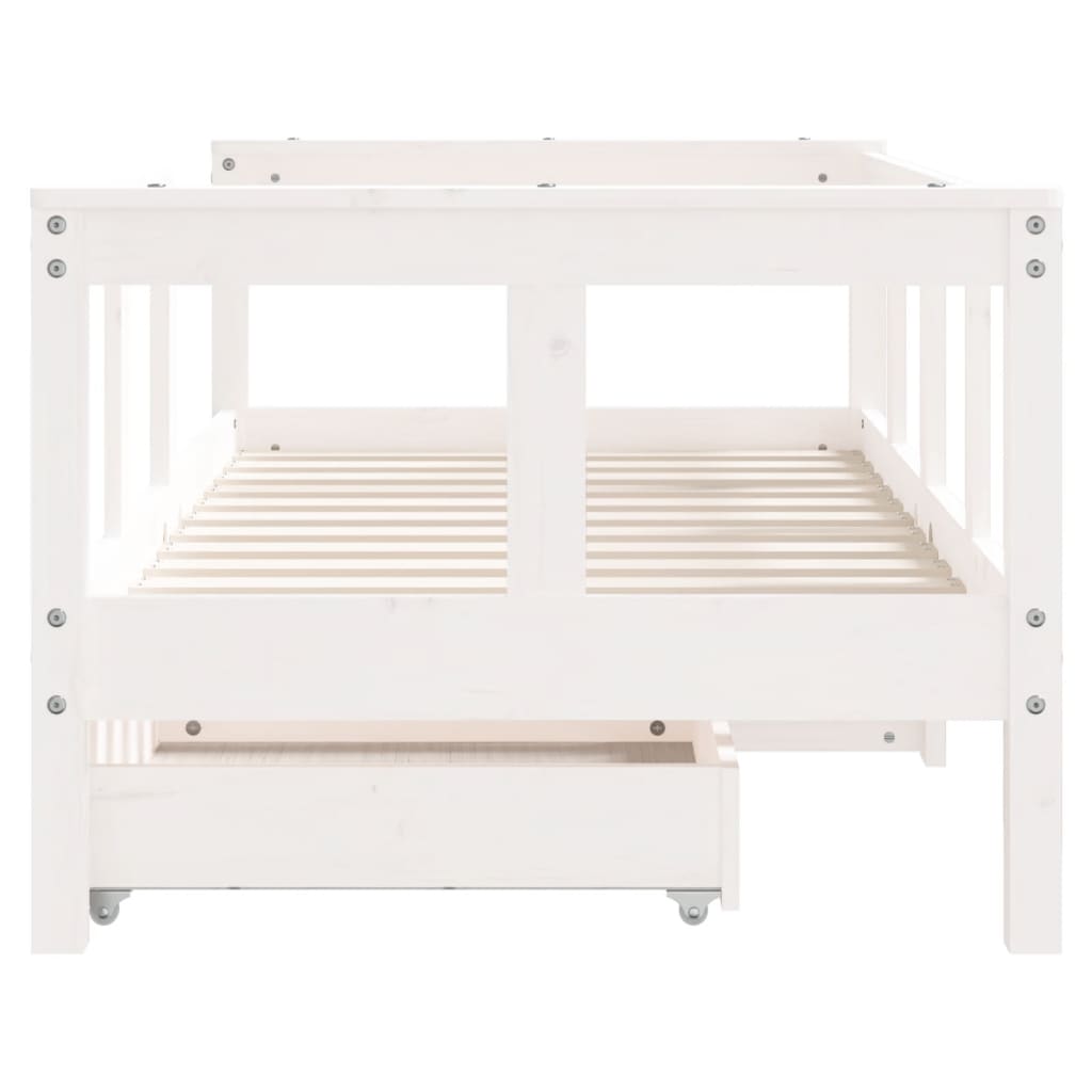 vidaXL Kinderbedframe met lades 70x140 cm massief grenenhout wit