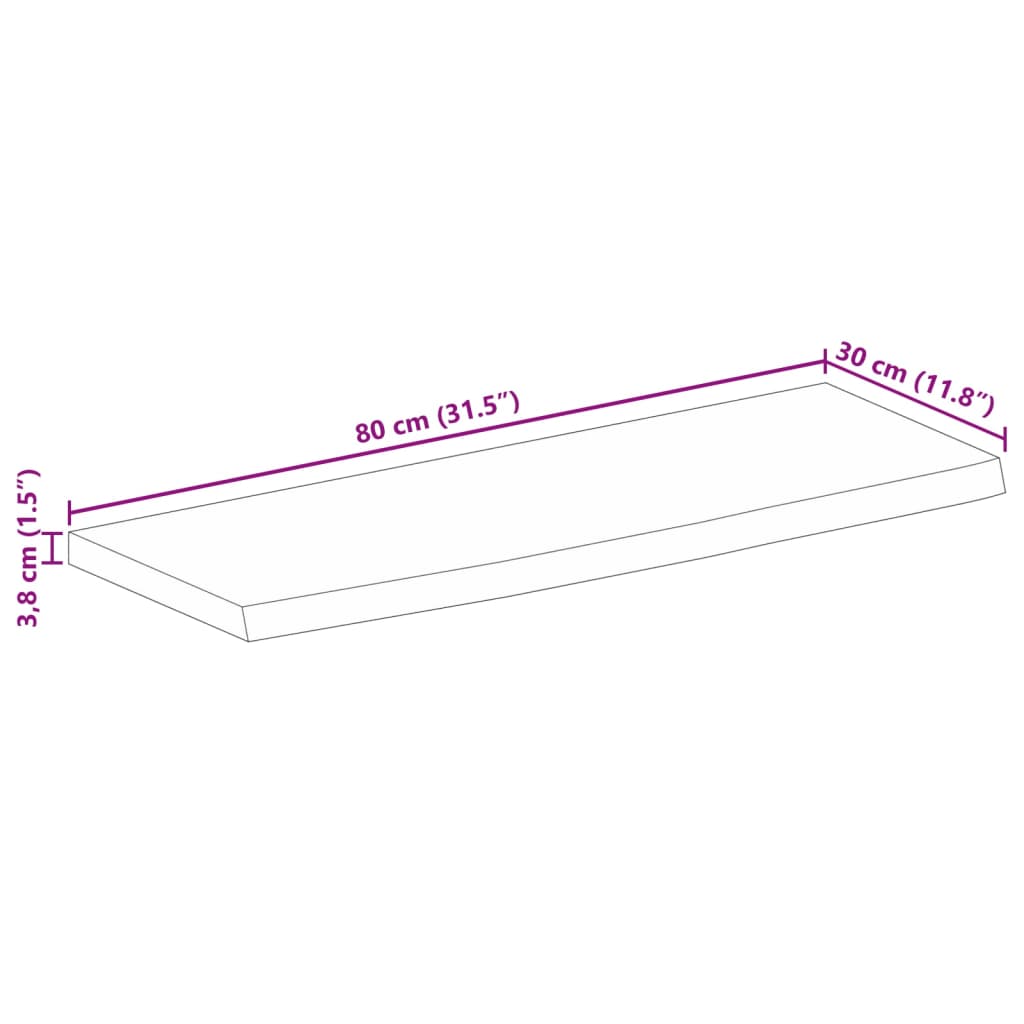 vidaXL Tafelblad met natuurlijke rand 80x30x3,8 cm massief mangohout