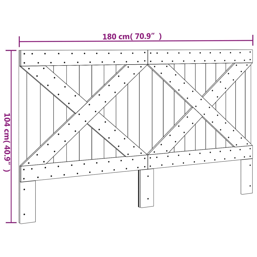 vidaXL Hoofdbord 180x104 cm massief grenenhout