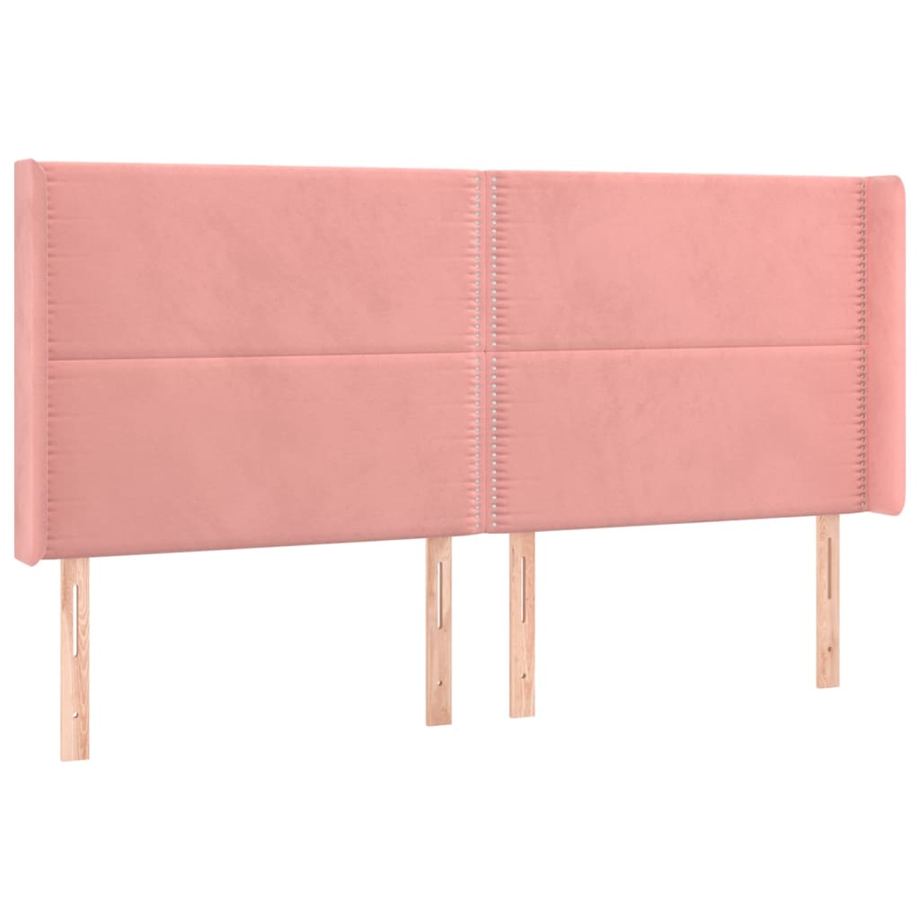 vidaXL Hoofdbord met randen 183x16x118/128 cm fluweel roze