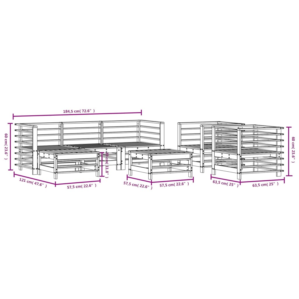 vidaXL 7-delige Loungeset massief douglashout