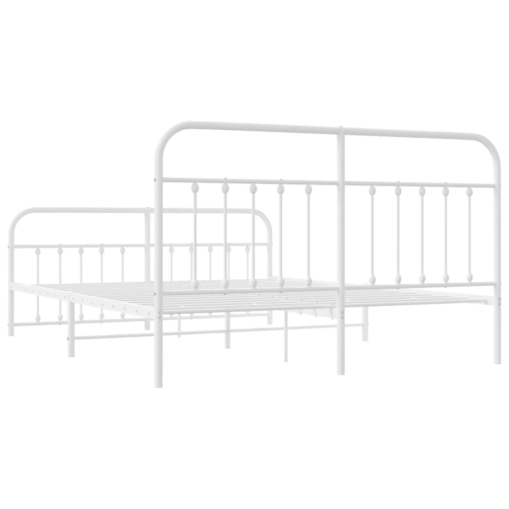 vidaXL Bedframe met hoofd- en voeteneinde metaal wit 183x213 cm