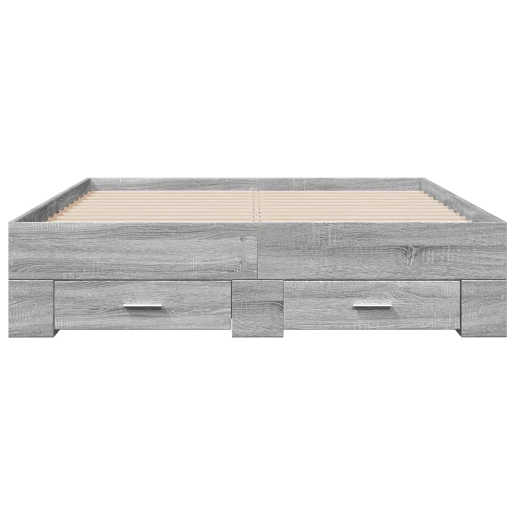 vidaXL Bedframe met lades bewerkt hout grijs sonoma eiken 140x190 cm