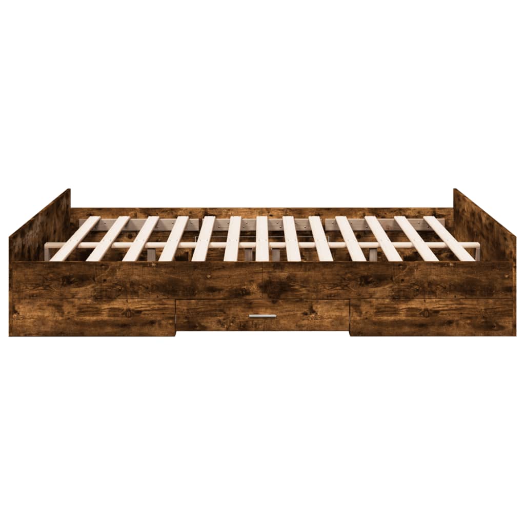 vidaXL Bedframe met lades bewerkt hout gerookt eikenkleurig 140x200 cm