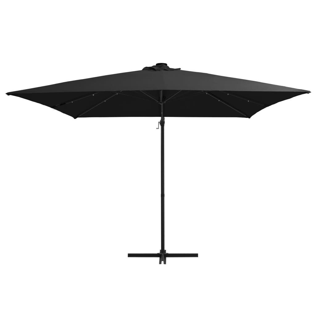 vidaXL Zweefparasol met LED en stalen paal 250x250 cm zwart