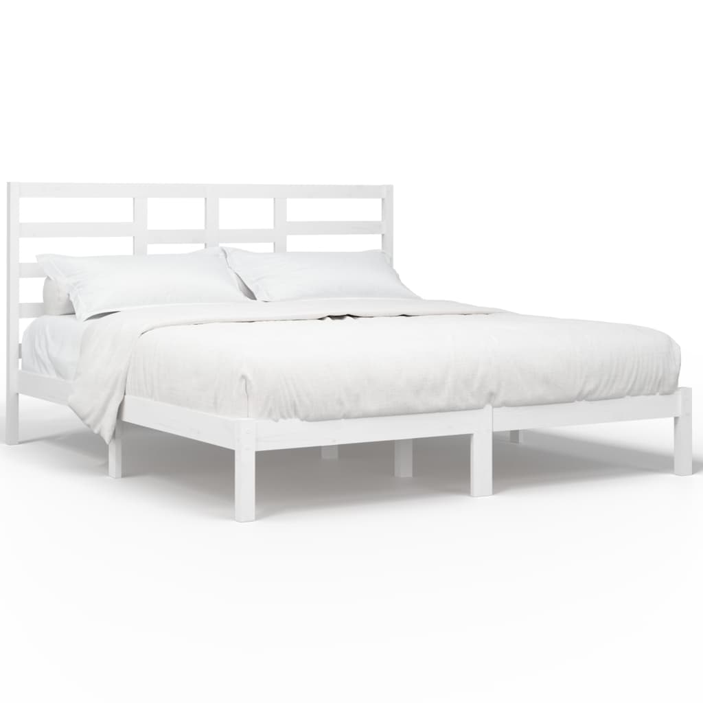 vidaXL Bedframe massief hout wit 180x200 cm