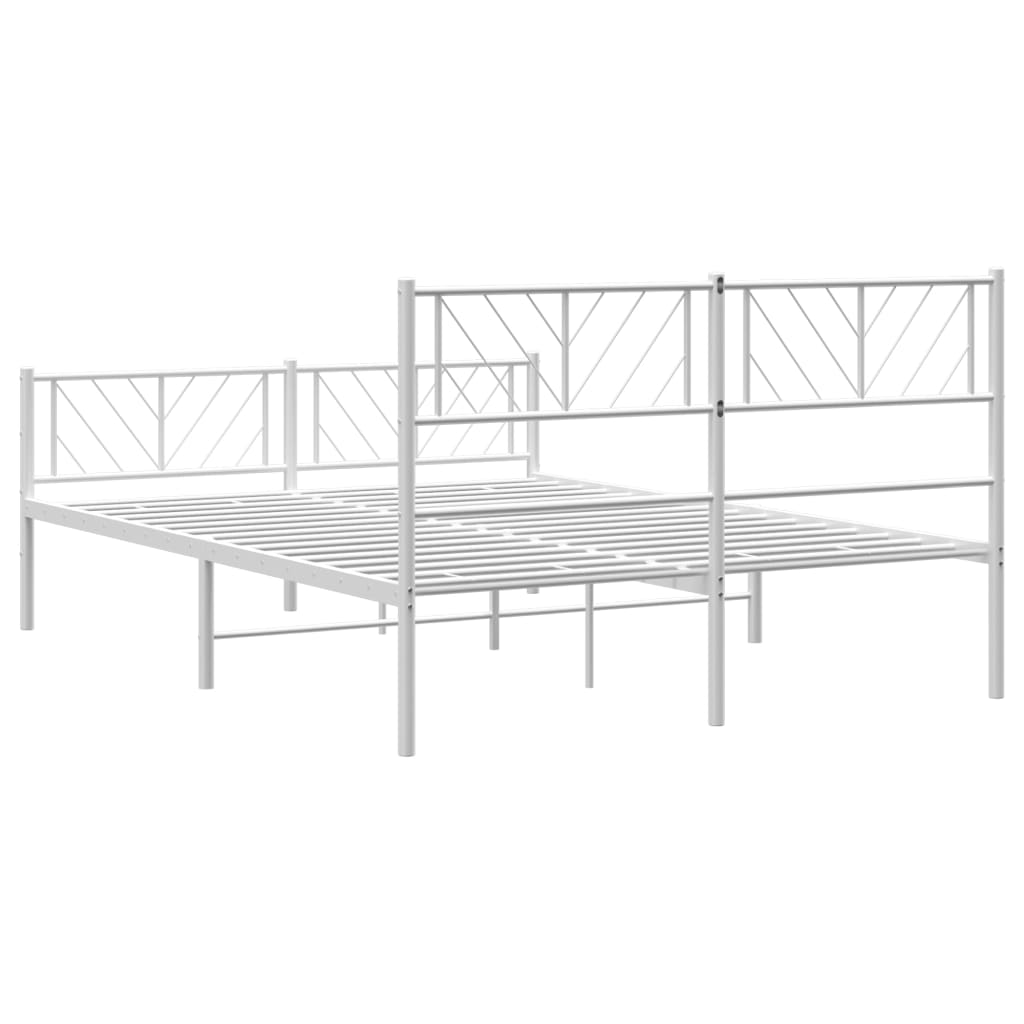 vidaXL Bedframe met hoofd- en voeteneinde metaal wit 120x200 cm