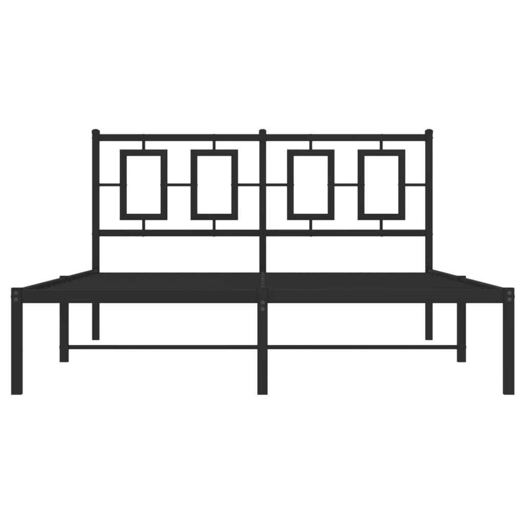 vidaXL Bedframe met hoofdbord metaal zwart 135x190 cm