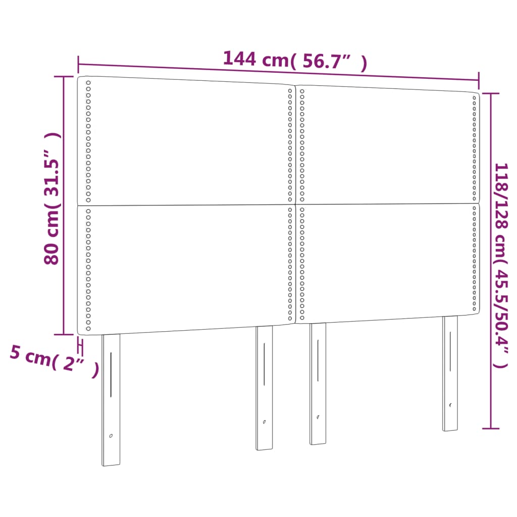 vidaXL Hoofdborden 4 st 72x5x78/88 cm stof taupe