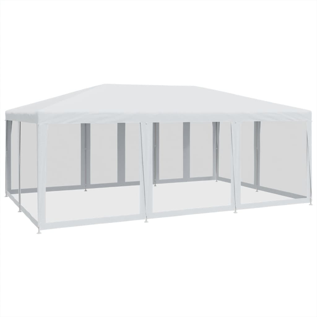 vidaXL Partytent met 10 mesh zijwanden 6x4 m HDPE wit