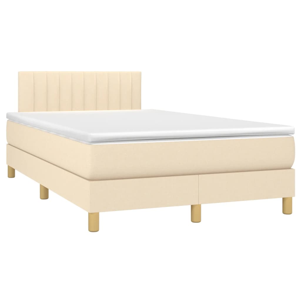 vidaXL Boxspring met matras stof crèmekleurig 120x190 cm