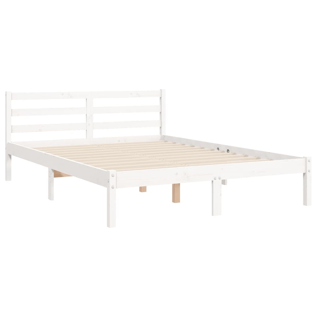 vidaXL Bedframe met hoofdbord massief hout wit 140x190 cm