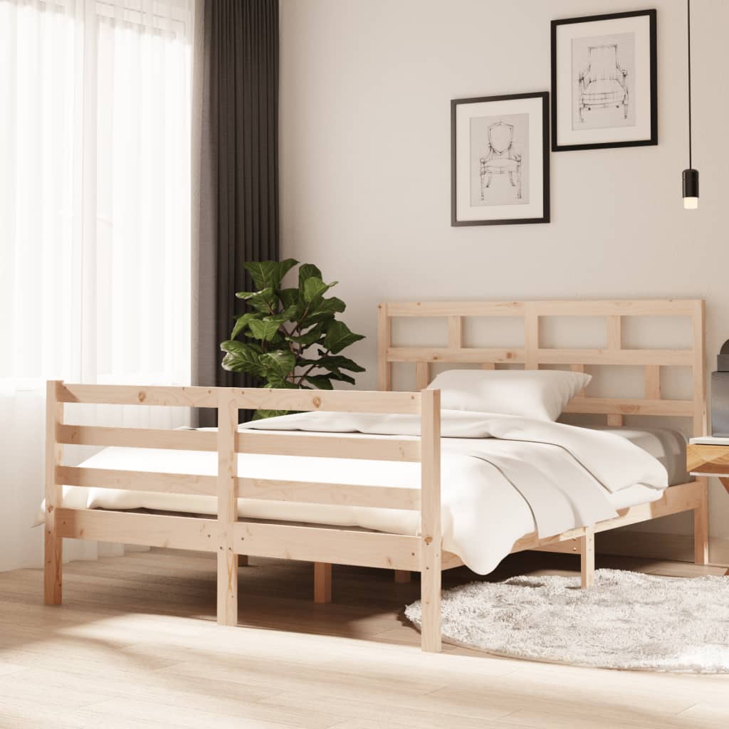 vidaXL Bedframe massief hout 135x190 cm