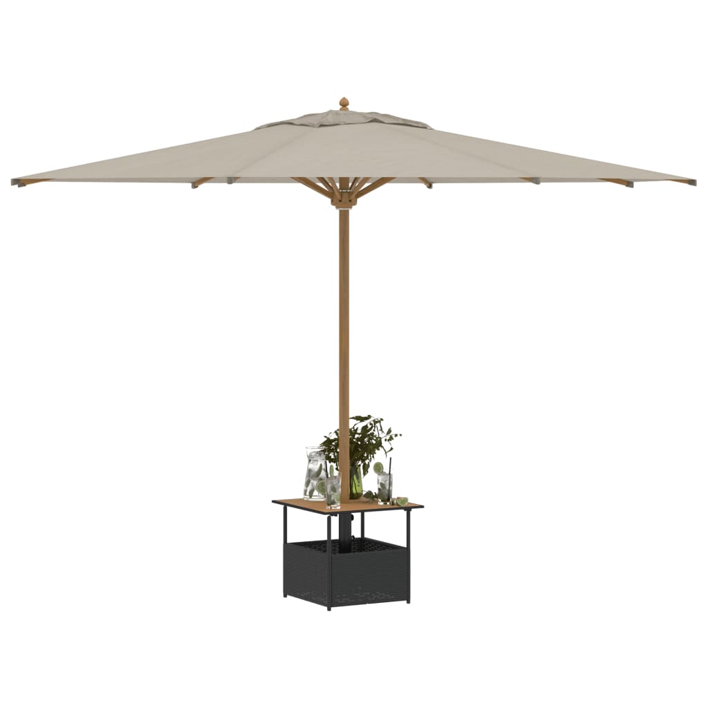 vidaXL Tuintafel met parasolgat 55x55x46,5 cm poly rattan zwart