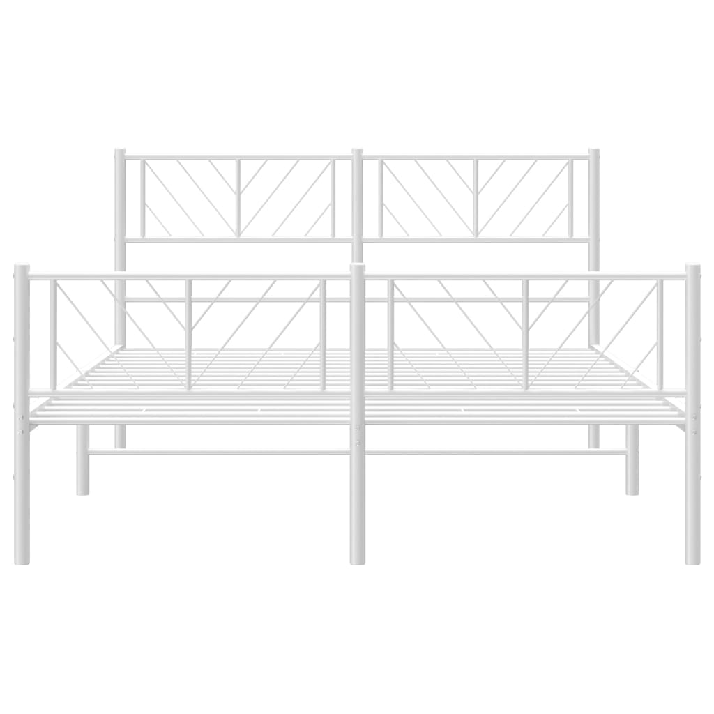 vidaXL Bedframe met hoofd- en voeteneinde metaal wit 150x200 cm