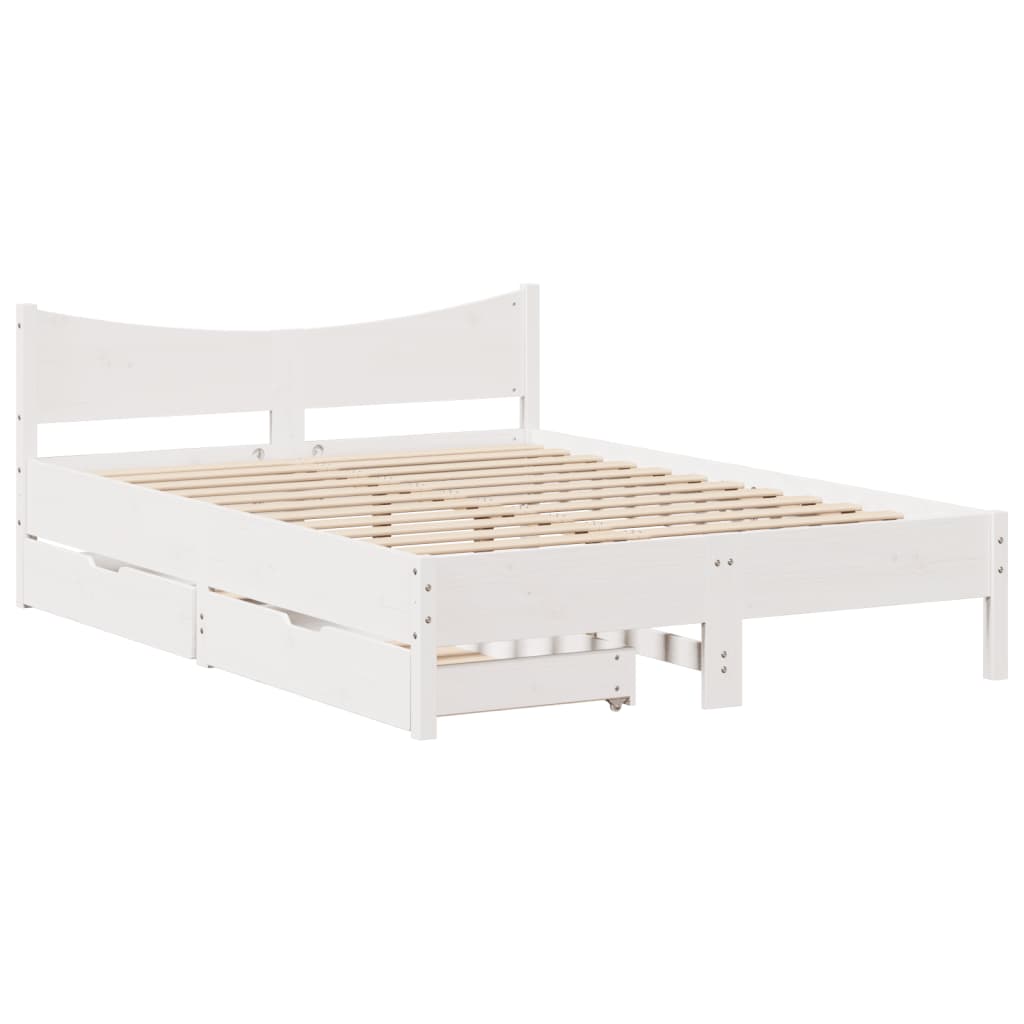 vidaXL Bedframe met lades massief grenenhout wit 160x200 cm