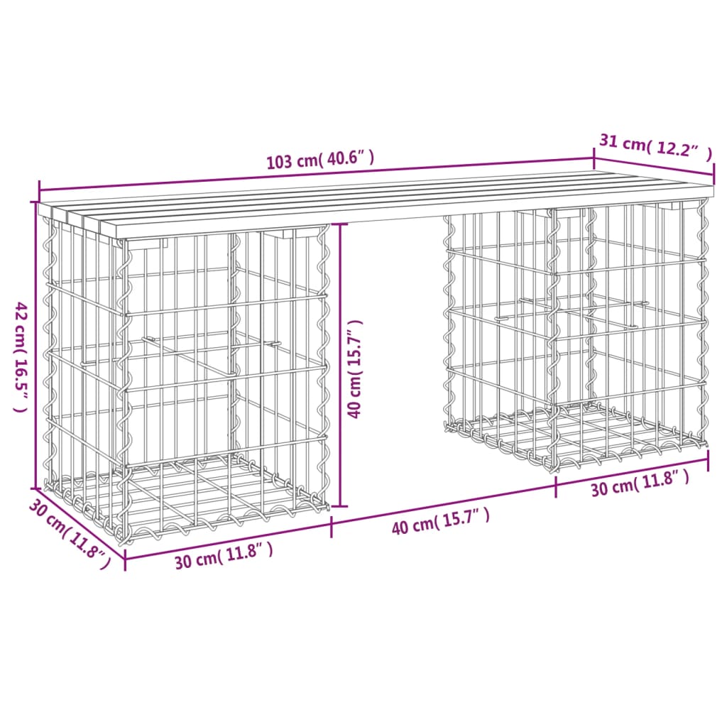 vidaXL Tuinbank schanskorfontwerp 103x31x42 cm massief douglashout