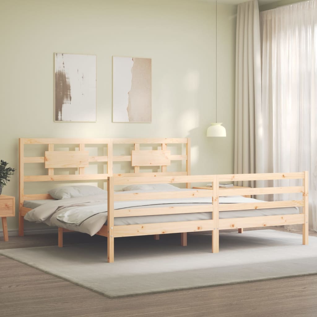 vidaXL Bedframe met hoofdbord massief hout