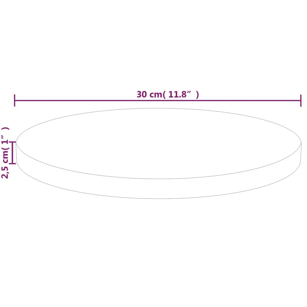 vidaXL Tafelblad rond Ø30x2,5 cm onbehandeld massief eikenhout