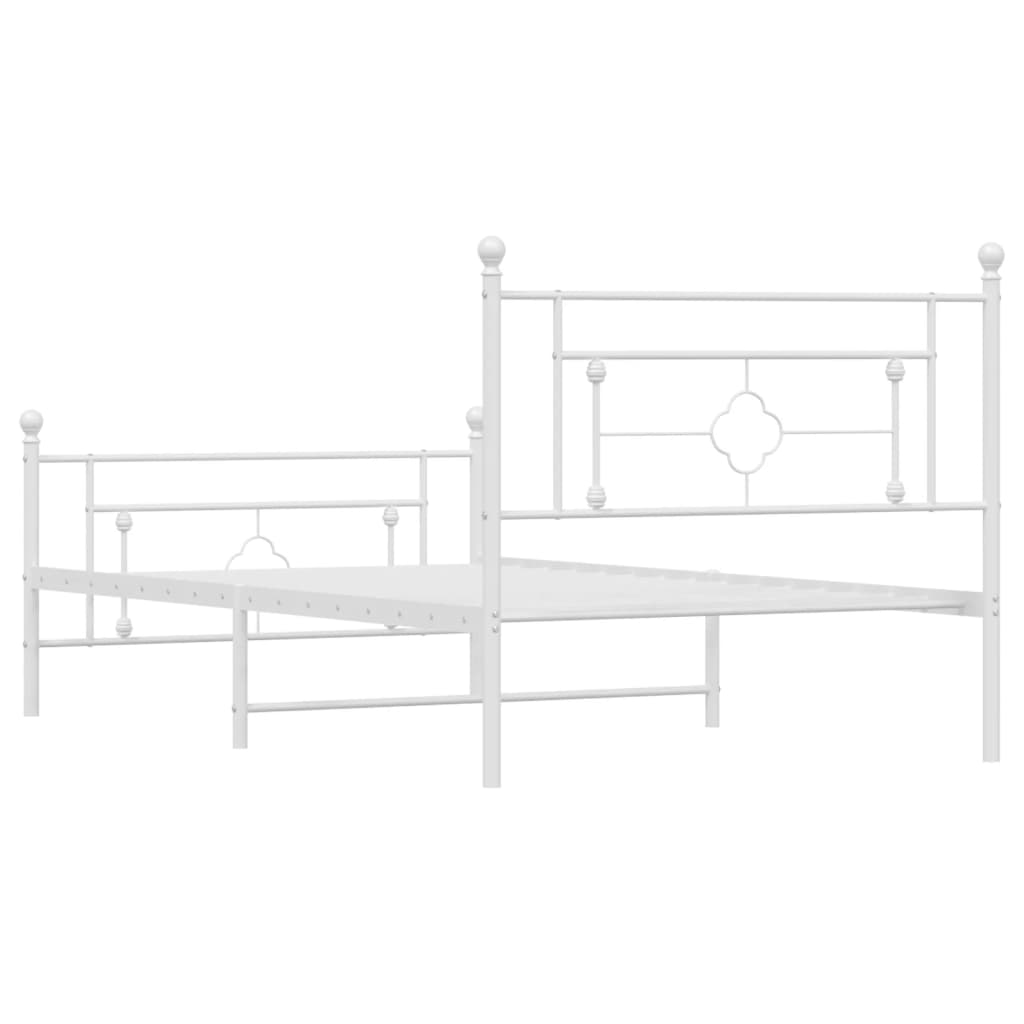 vidaXL Bedframe met hoofd- en voeteneinde metaal wit 107x203 cm