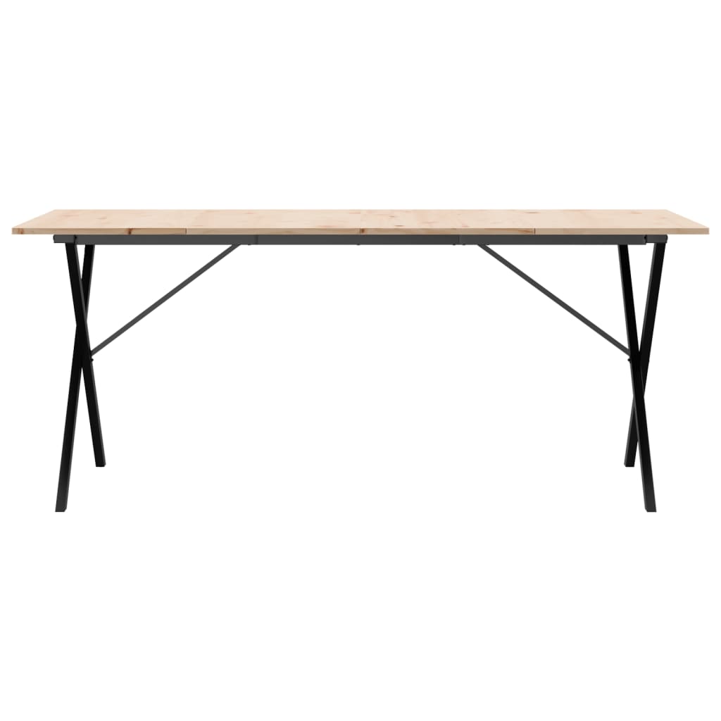 vidaXL Eettafel X-frame 180x90x75 cm massief grenenhout en gietijzer