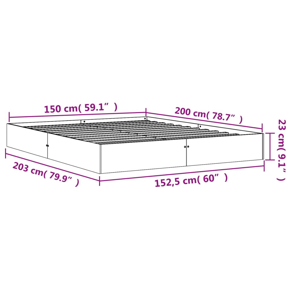 vidaXL Bedframe zonder matras massief grenenhout wasbruin 150x200 cm