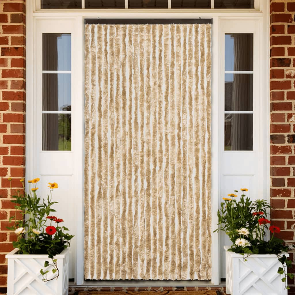 vidaXL Vliegengordijn 90x220 cm chenille beige