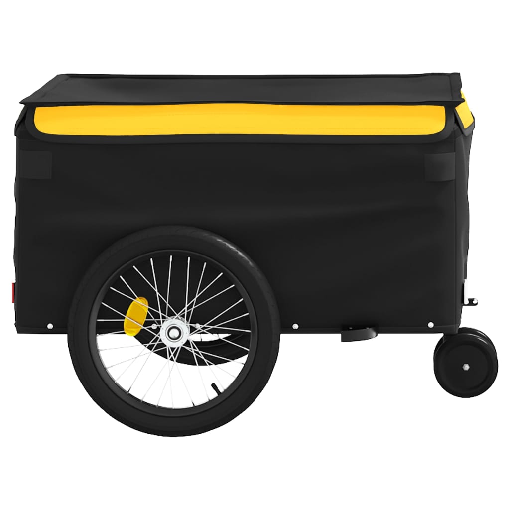 vidaXL Fietstrailer 30 kg ijzer zwart en geel