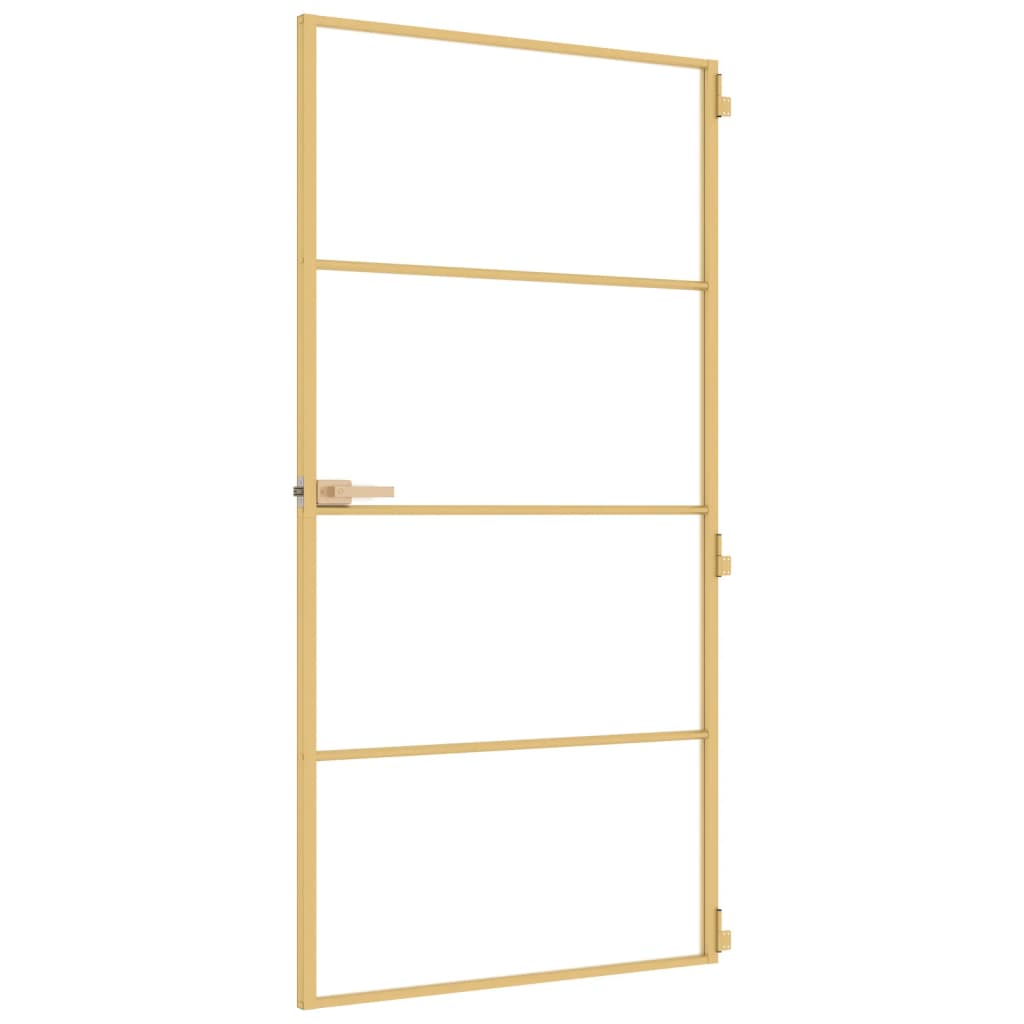 vidaXL Binnendeur smal 102,5x201,5 cm gehard glas en aluminium goud