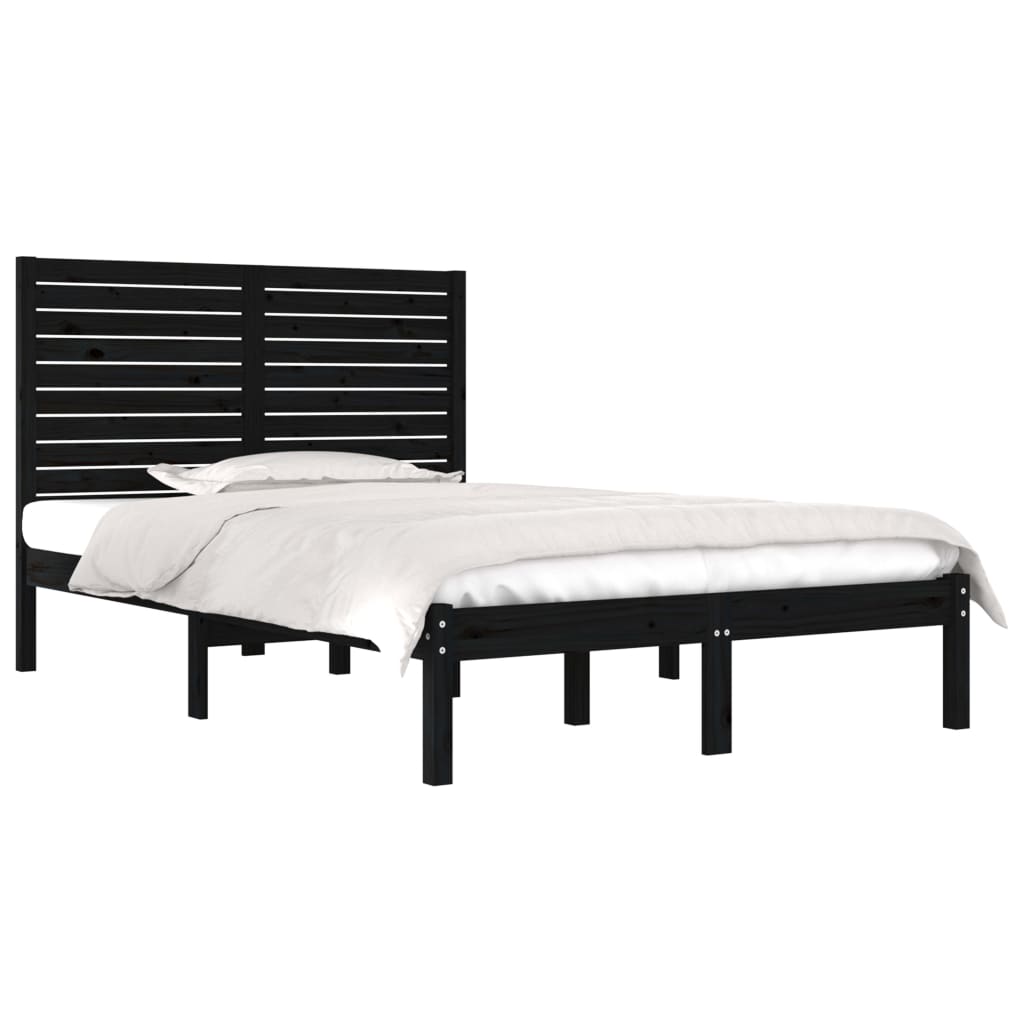 vidaXL Bedframe massief hout zwart 140x190 cm