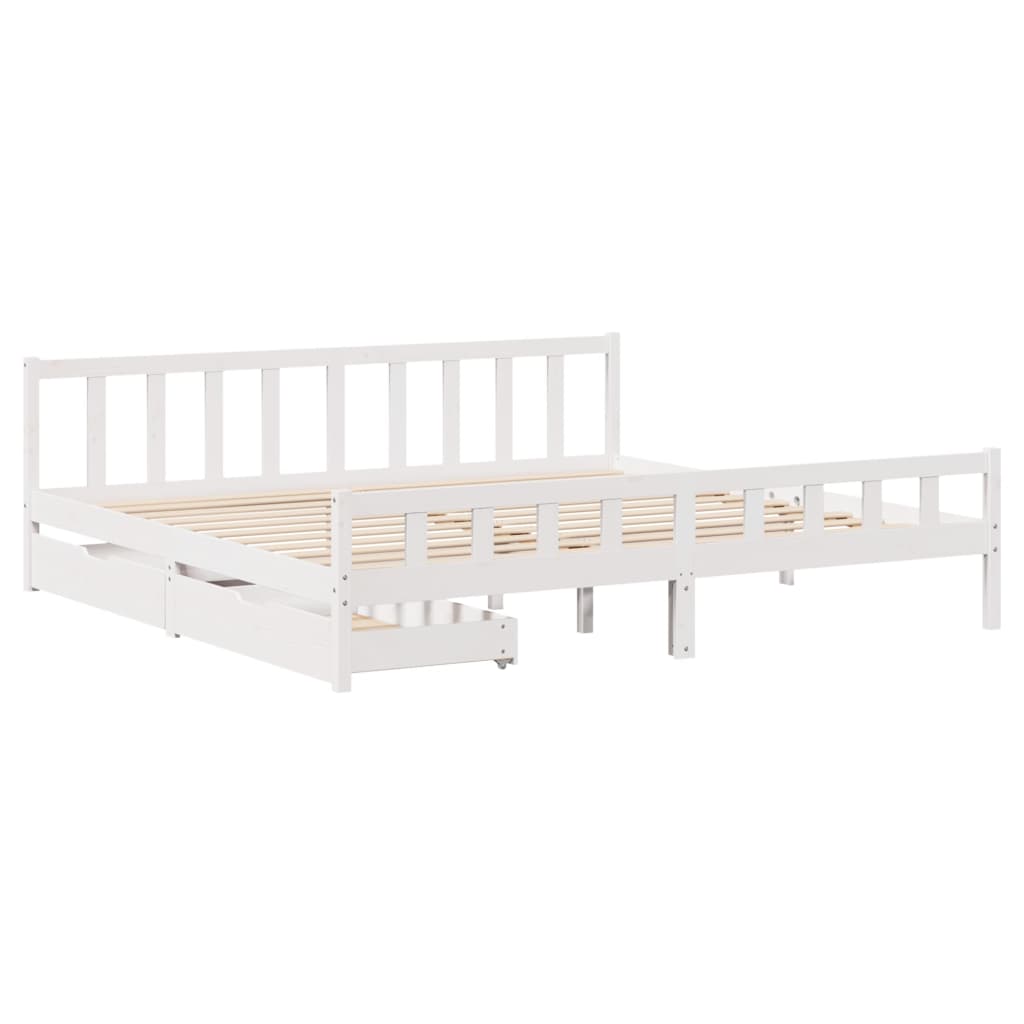 vidaXL Bedframe zonder matras massief grenenhout wit 180x200 cm