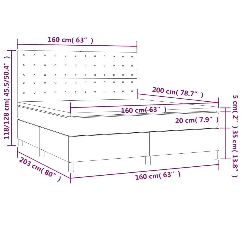 vidaXL Boxspring met matras kunstleer cappuccinokleurig 160x200 cm