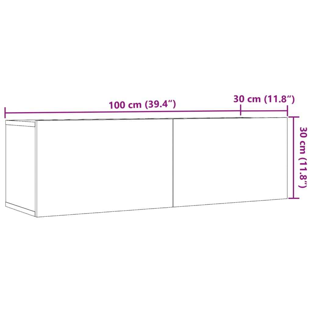 vidaXL Tv-meubels 2 st wandgemonteerd 100x30x30 cm artisanaal eiken