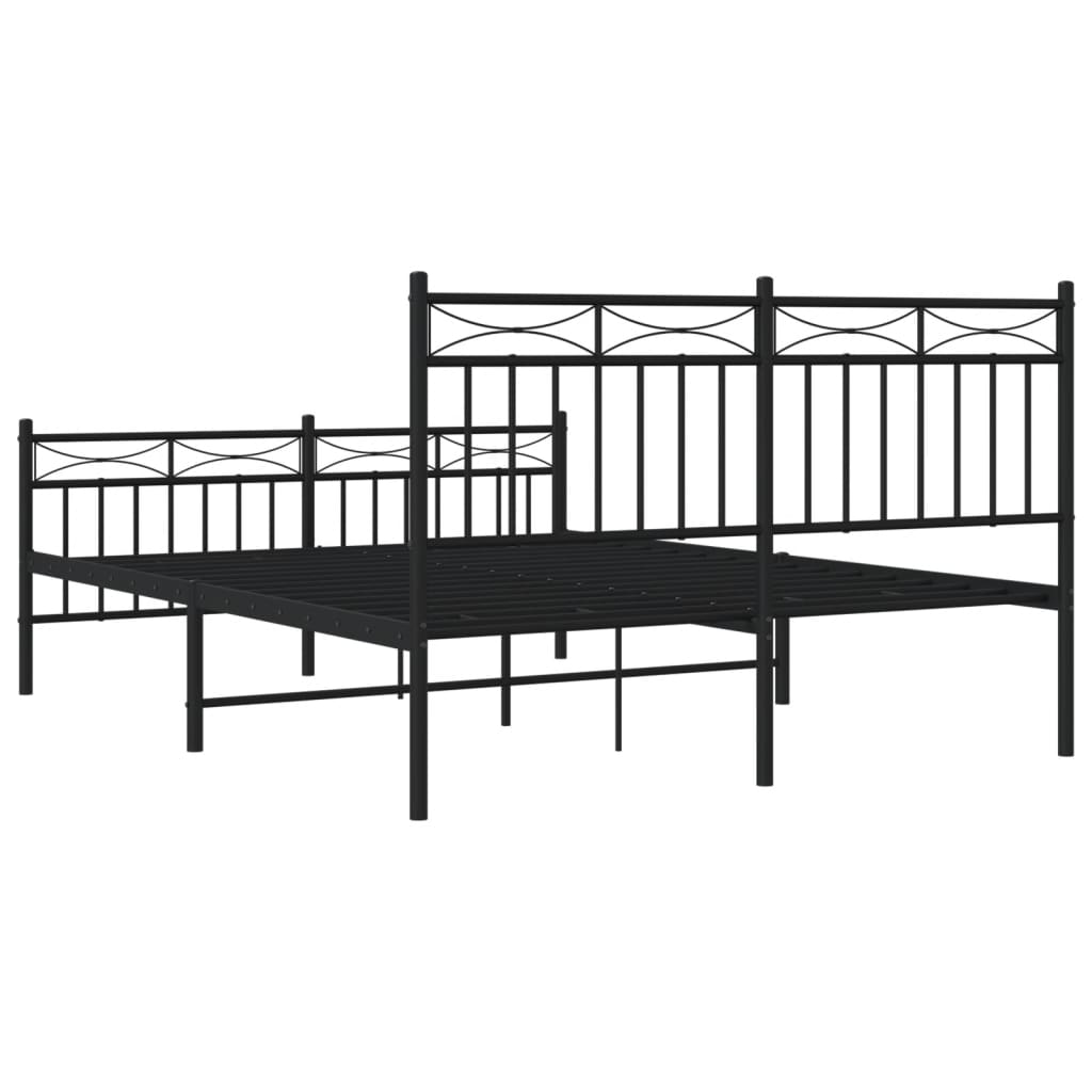 vidaXL Bedframe met hoofd- en voeteneinde metaal zwart 140x190 cm