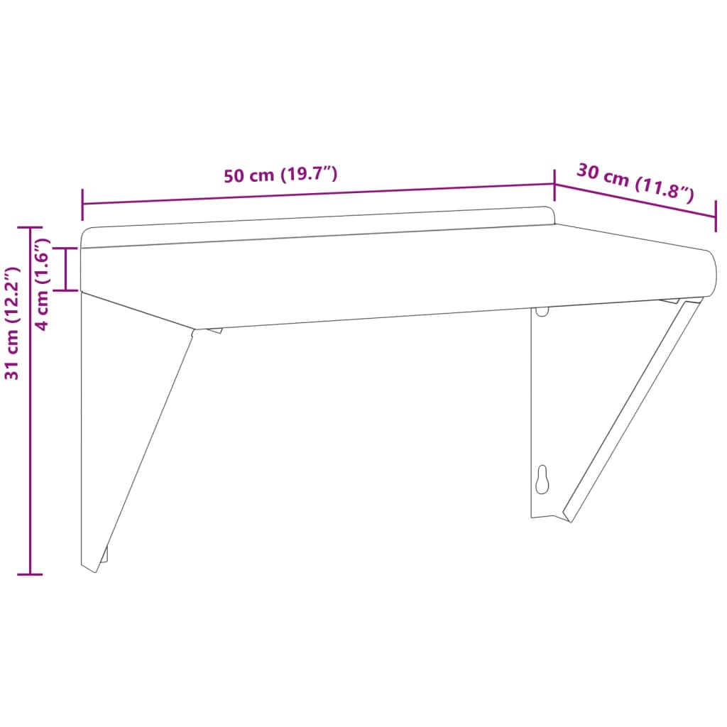 vidaXL Wandschap 50x30x31 cm roestvrijstaal zilverkleurig