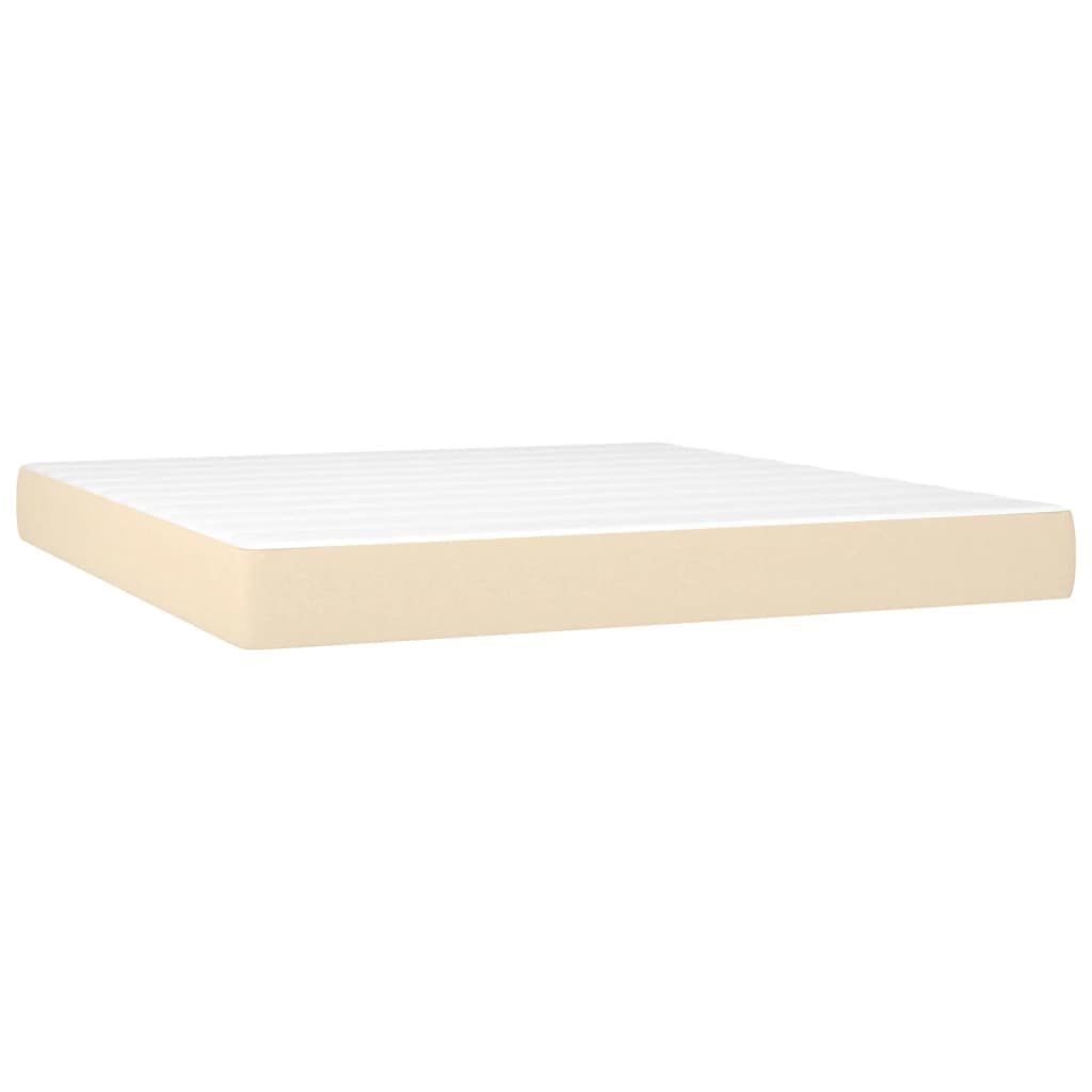 vidaXL Boxspring met matras en LED stof crèmekleurig 160x200 cm