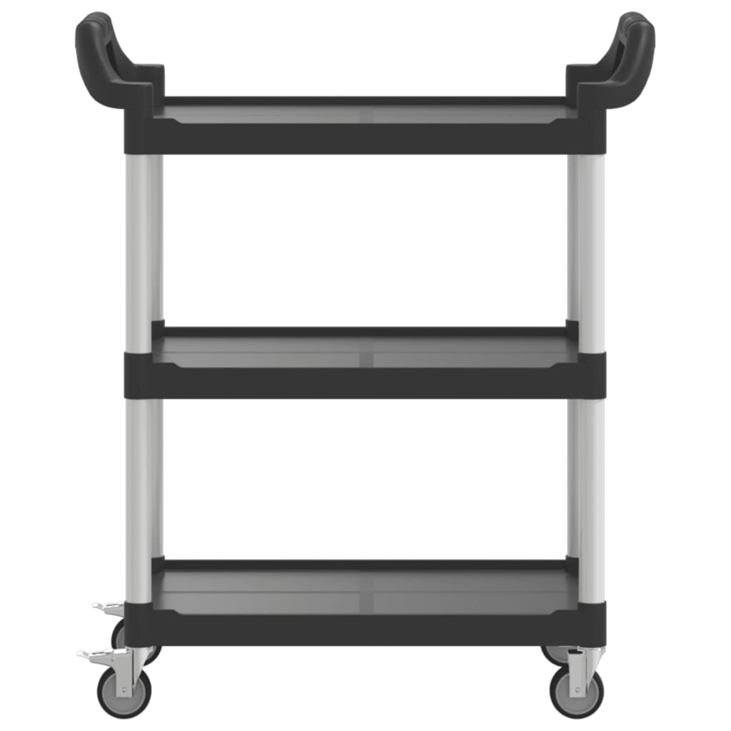 vidaXL Trolley 3-laags 81x41x92 cm aluminium zwart