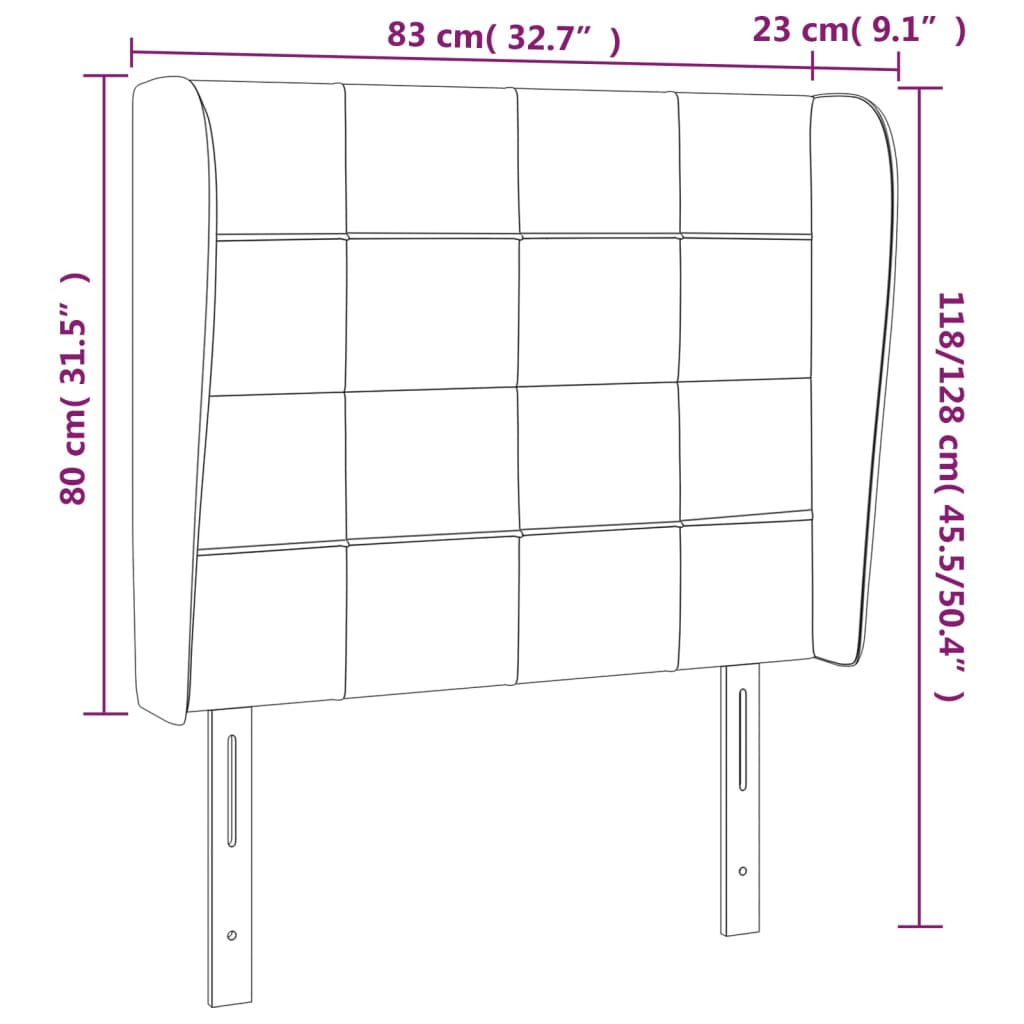 vidaXL Hoofdbord met randen 83x23x118/128 cm fluweel donkergroen