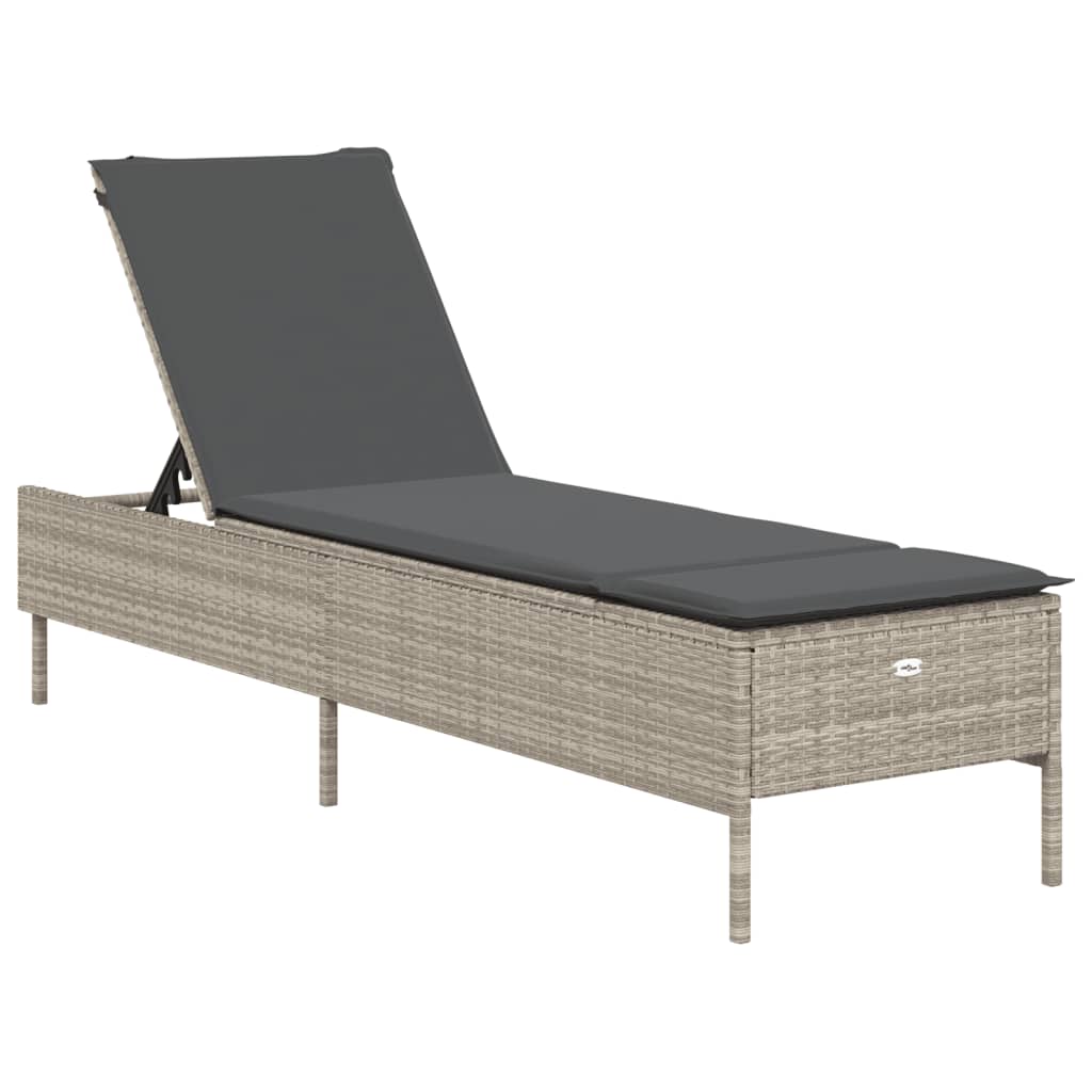 vidaXL 3-delige Ligbeddenset met kussens poly rattan lichtgrijs