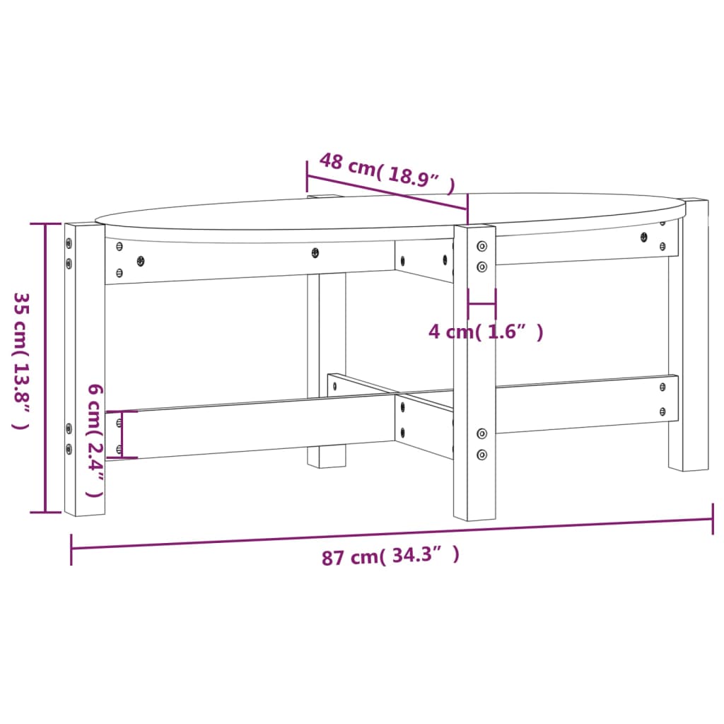 vidaXL Salontafel 87x48x35 cm massief grenenhout honingbruin