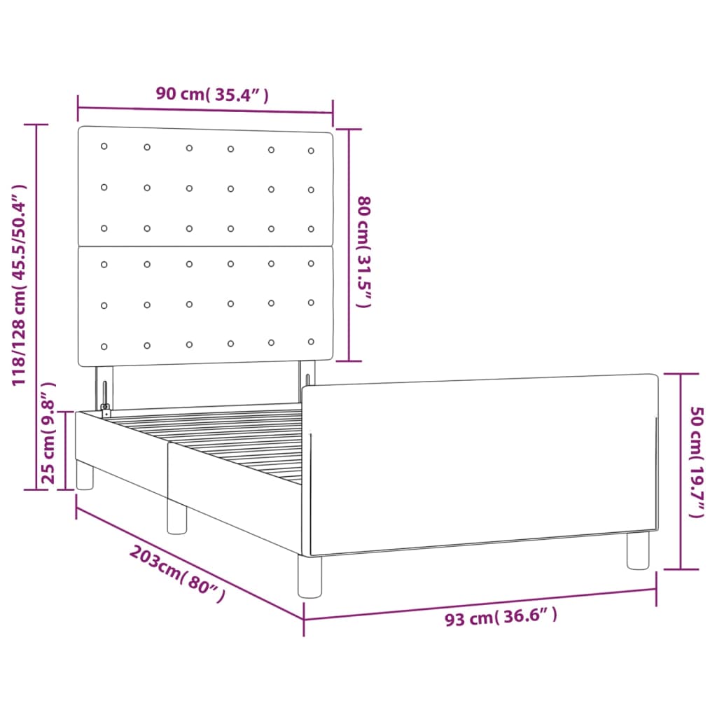 vidaXL Bedframe met hoofdbord kunstleer cappuccinokleurig 90x200 cm