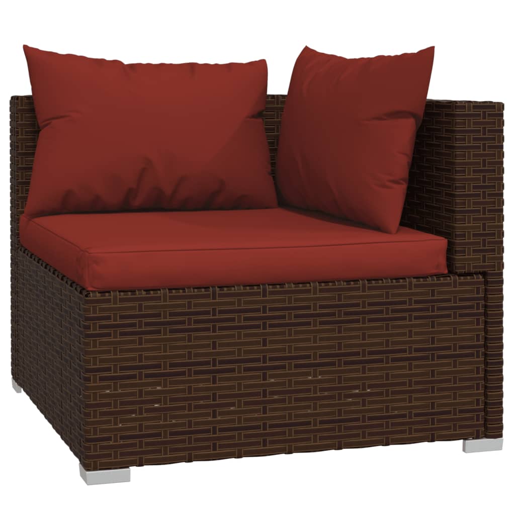 vidaXL 7-delige Loungeset met kussens poly rattan bruin