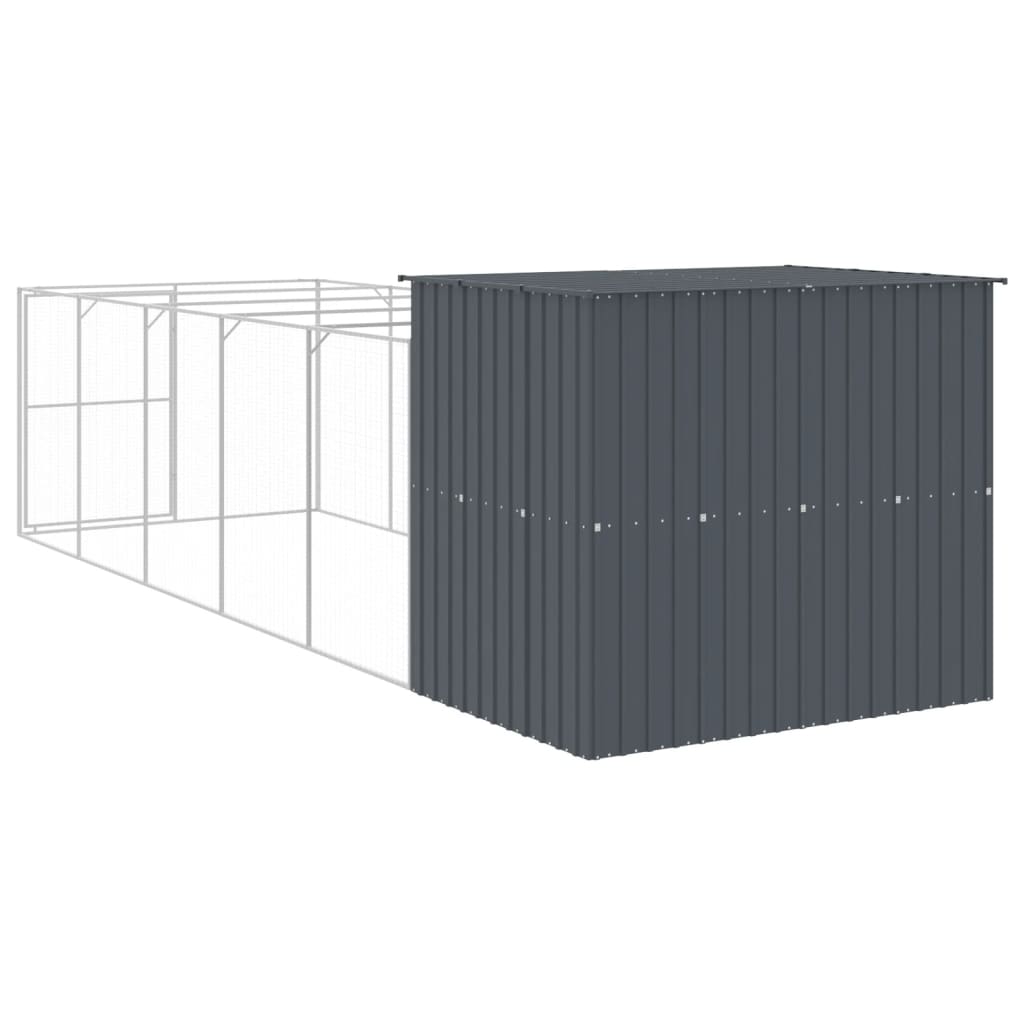 vidaXL Hondenhok met ren 214x661x181 cm gegalvaniseerd staal antraciet