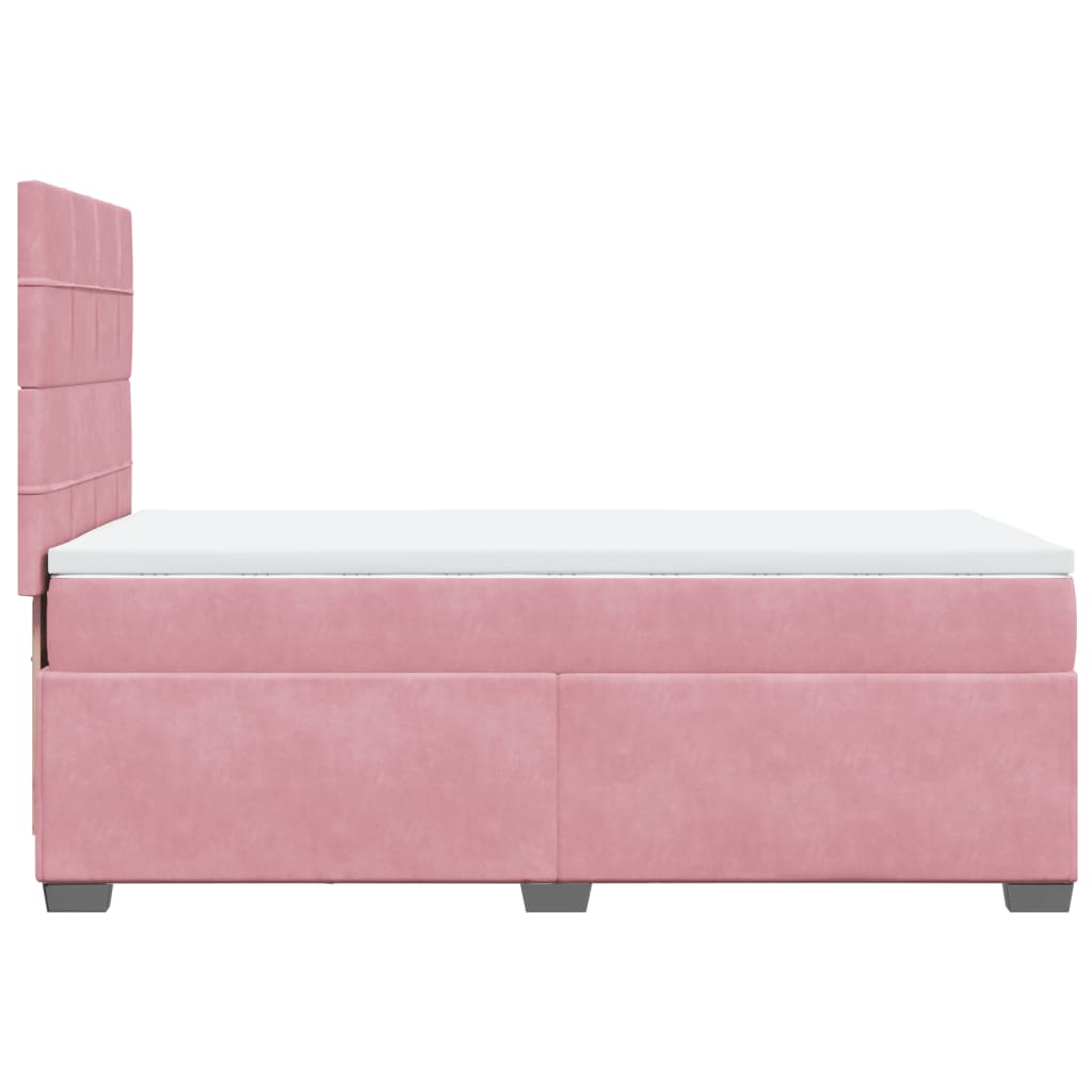 vidaXL Boxspring met matras fluweel roze 80x200 cm