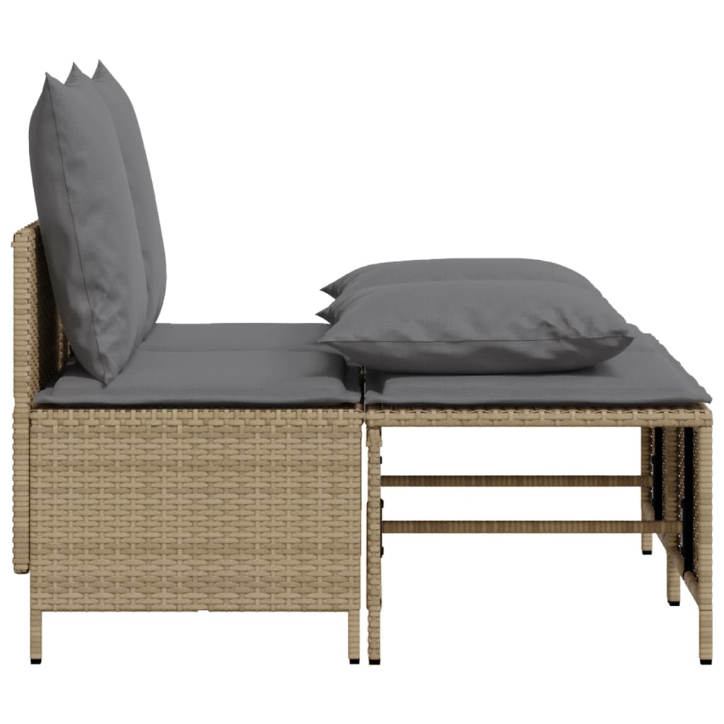 vidaXL 4-delige Loungeset met kussens poly rattan beige