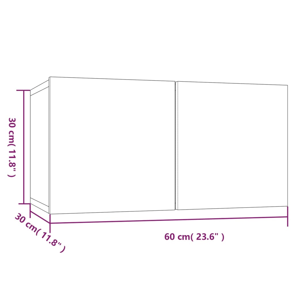 vidaXL Tv-hangmeubel 60x30x30 cm bewerkt hout grijs sonoma eikenkleur