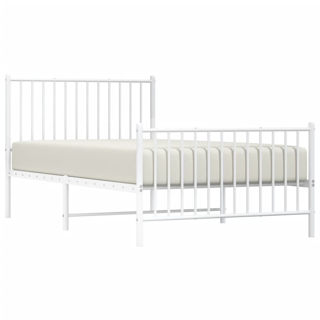 vidaXL Bedframe met hoofd- en voeteneinde metaal wit 100x190 cm