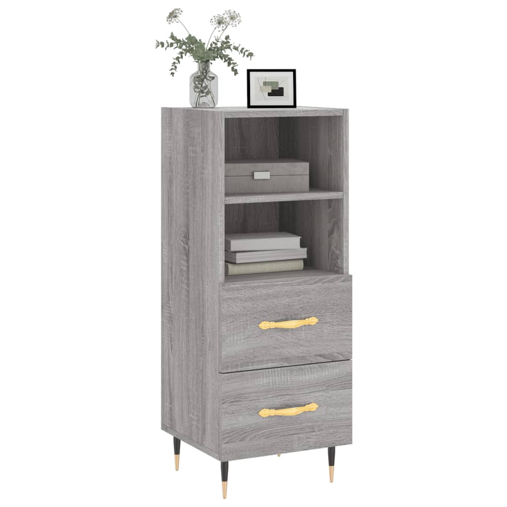 vidaXL Dressoir 34,5x34x90 cm bewerkt hout grijs sonoma eikenkleurig