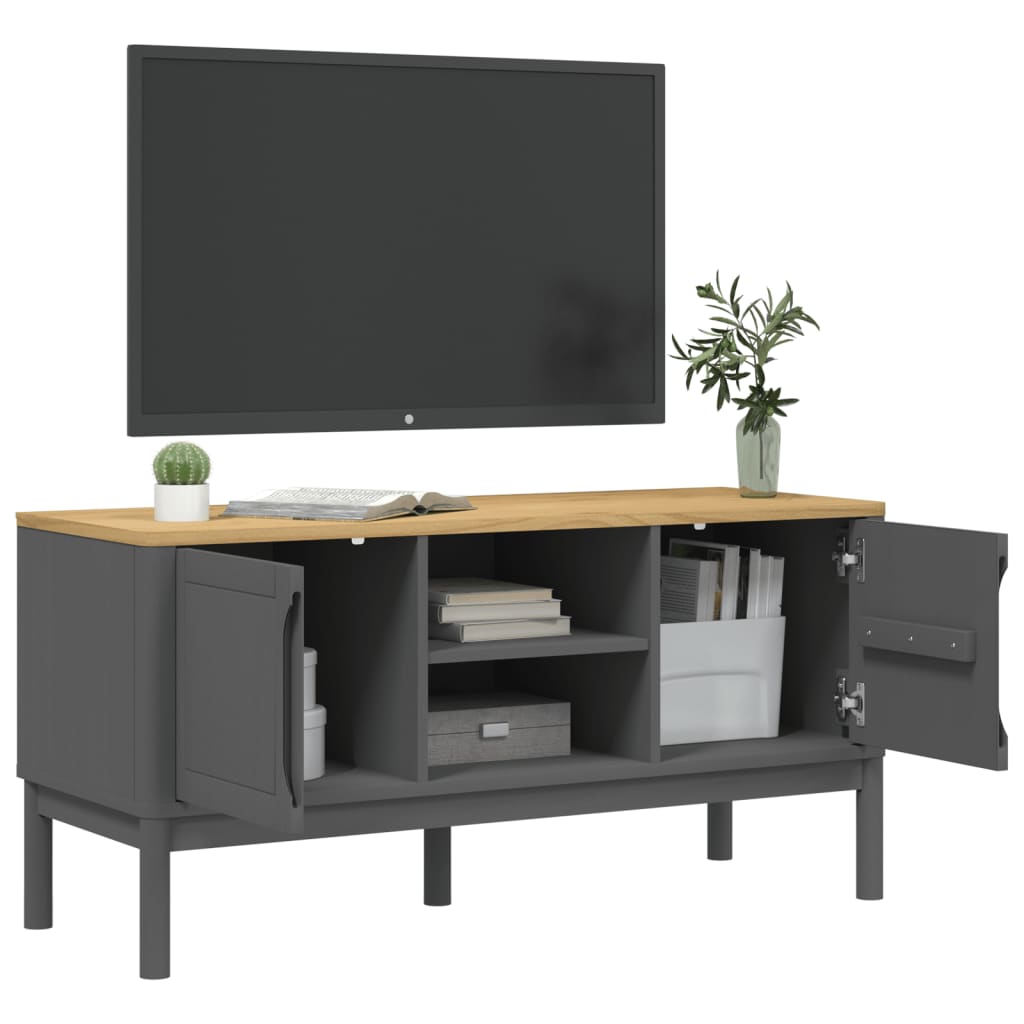 vidaXL Tv-meubel FLORO 114x43x55 cm massief grenenhout grijs