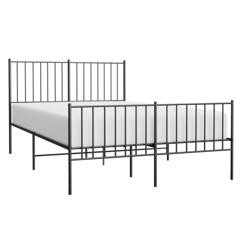 vidaXL Bedframe met hoofd- en voeteneinde metaal zwart 120x190 cm